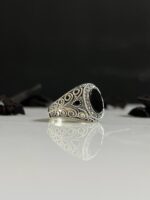 Black Onyx Stone Silver Ring #098 - Image 3