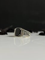 Black Onyx Stone Silver Ring #094 - Image 2