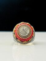 Red Agate With Tughra Symbolize 925 Silver Ring #124 - Image 2