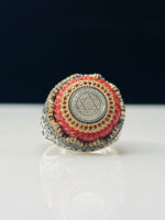 Star Of David Red Agate 925 Silver Ring #123 - Image 2