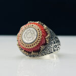 Star Of David Red Agate 925 Silver Ring #123