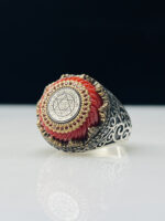 Star Of David Red Agate 925 Silver Ring #123