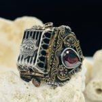 Türk (𐱅𐰇𐰼𐰰) Symbolize Black Aqeeq Silver Ring #141