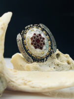Andalusian Crest Aqeeq Stone Silver Ring #139 - Image 5
