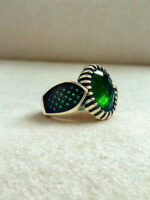 Green Zircon Stone Silver Ring #142 - Image 4