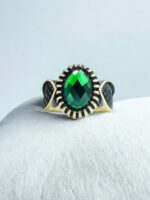 Green Zircon Stone Silver Ring #142 - Image 2