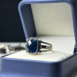 Blue Zircon Stone Silver Ring #104