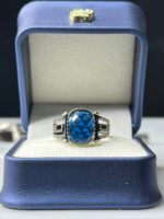 Blue Zircon Stone Silver Ring #104 - Image 3