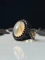 Yemeni Aqeeq Stone Silver Ring #105