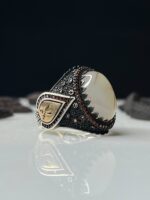 Yemeni Aqeeq Stone Silver Ring #105 - Image 3
