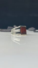 Yemeni Aqeeq Stone Silver Ring #108 - Image 2