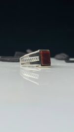 Yemeni Aqeeq Stone Silver Ring #109 - Image 4