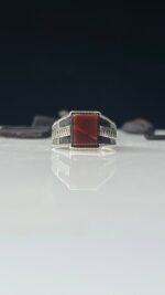 Yemeni Aqeeq Stone Silver Ring #109 - Image 2