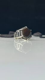 Yemeni Aqeeq Stone Silver Ring #110 - Image 4