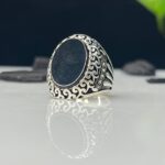 Black Onyx Stone Silver Ring #111