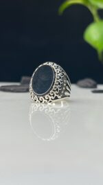 Black Onyx Stone Silver Ring #111
