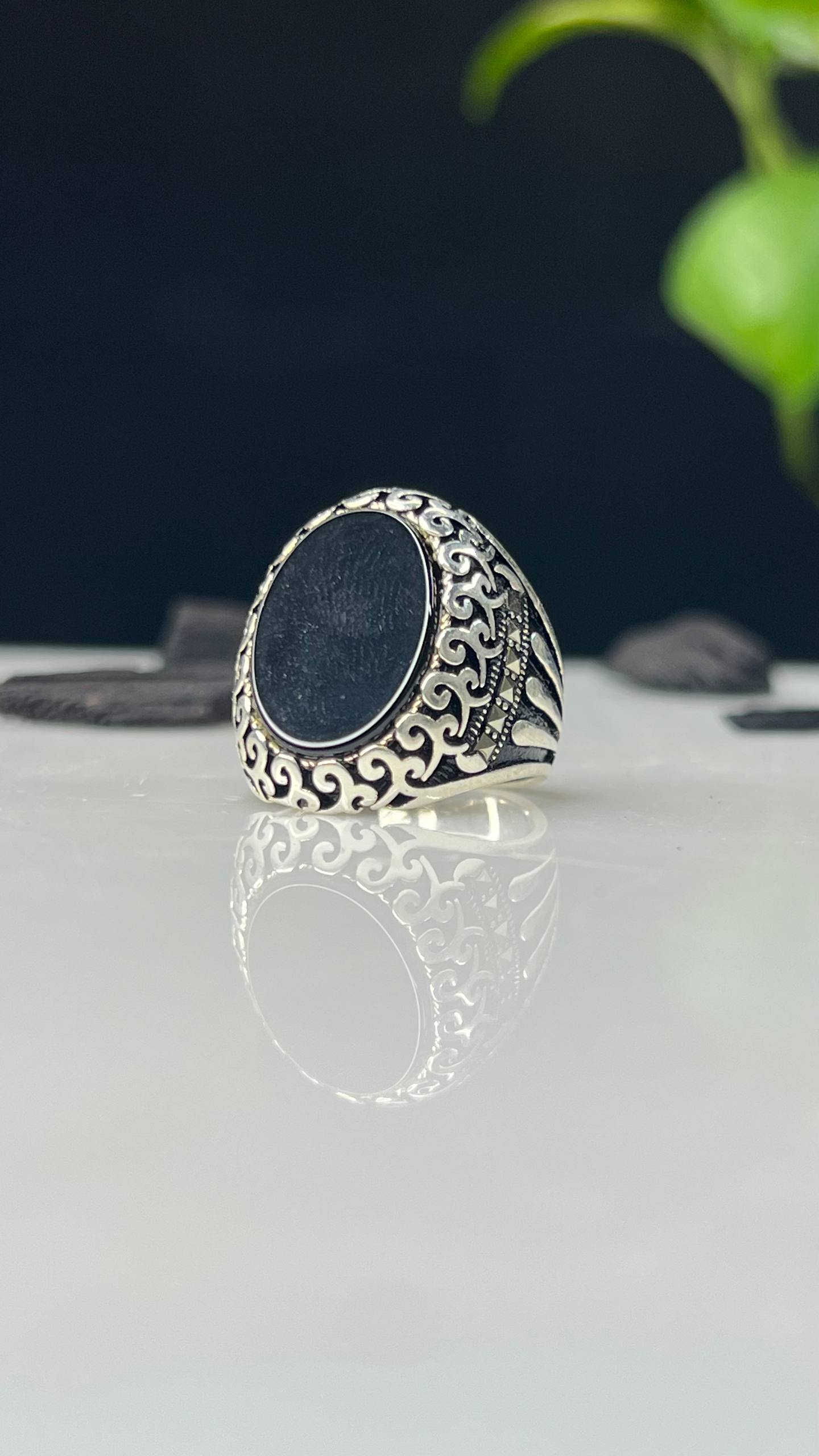 photo_2026-04-02_16-39-54 Black Onyx Stone Silver Ring #111 - Image 1