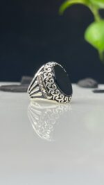 Black Onyx Stone Silver Ring #111 - Image 2