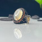 Yemeni Aqeeq Stone Silver Ring #112