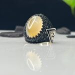 Yemeni Aqeeq Stone Silver Ring #113