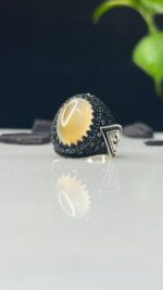 Yemeni Aqeeq Stone Silver Ring #113