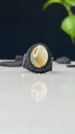 Yemeni Aqeeq Stone Silver Ring #113 - Image 2