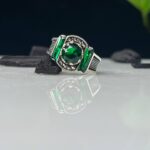 Green Zircon Stone Silver Ring #115