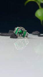 Green Zircon Stone Silver Ring #115