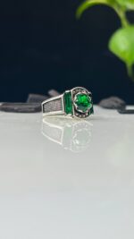 Green Zircon Stone Silver Ring #115 - Image 2