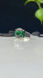 Green Zircon Stone Silver Ring #115 - Image 4