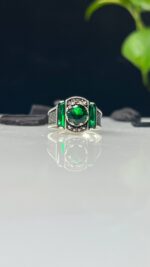 Green Zircon Stone Silver Ring #115 - Image 3