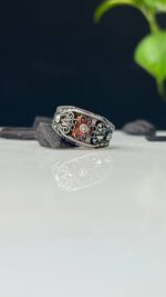 Red Zircon Stone Silver Ring #116
