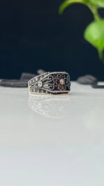 Red Zircon Stone Silver Ring #116 - Image 2