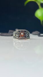 Red Zircon Stone Silver Ring #116 - Image 3