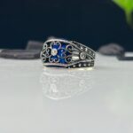 Blue Zircon Stone Silver Ring #117