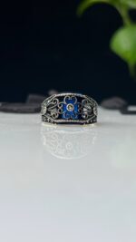 Blue Zircon Stone Silver Ring #117 - Image 2