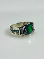 Forest Green Zircon Stone Silver Ring #143 - Image 5