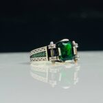 Forest Green Zircon Stone Silver Ring #143