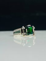 Forest Green Zircon Stone Silver Ring #143