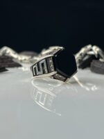 Black Onyx Stone Silver Ring #106 - Image 3