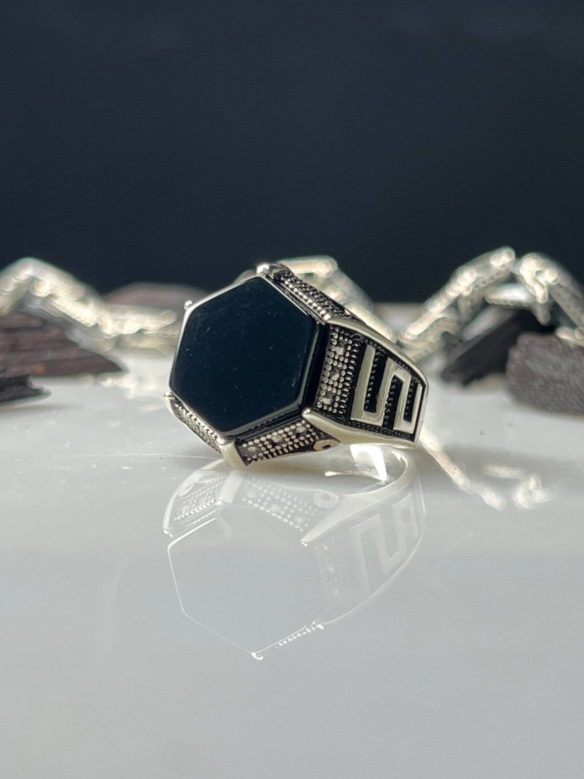 photo_5_2026-03-11_14-51-55 Black Onyx Stone Silver Ring #106 - Image 1