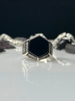 Black Onyx Stone Silver Ring #106 - Image 2