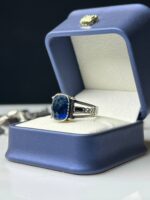 Blue Zircon Stone Silver Ring #104 - Image 4