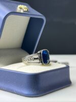 Blue Zircon Stone Silver Ring #104 - Image 2