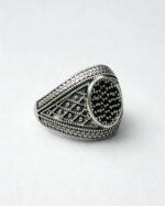 PUPIL SHAPED BLACK ZIRCON STONE SILVER RING #147 - Image 3