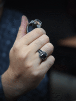 Black Zircon Stone Silver Ring #145 - Image 2