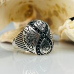 EXCLUSIVE DESIGN BLACK ZIRCON TURKISH SILVER RING #161