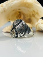 EXCLUSIVE DESIGN BLACK ZIRCON TURKISH SILVER RING #161 - Image 4