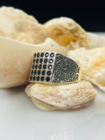 RECTANGULAR BLACK ZIRCON TURKISH SILVER RING #157 - Image 5