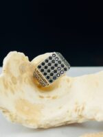 RECTANGULAR BLACK ZIRCON TURKISH SILVER RING #157 - Image 3